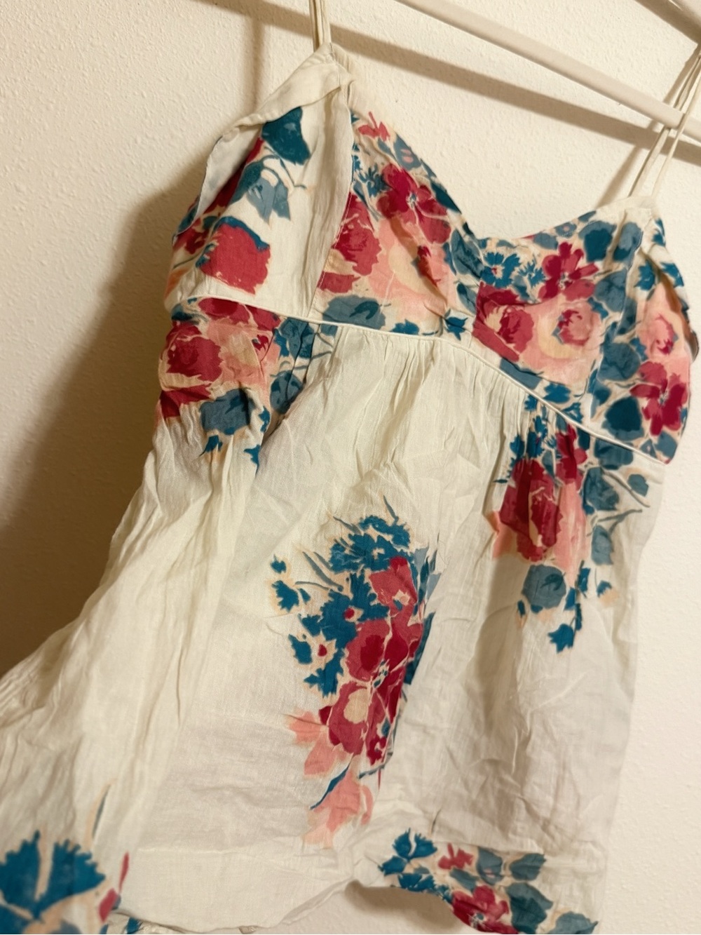 American Eagle Womens Y2K Floral Babydoll Cami Top Size M White Cottagecore Boho - Picture 3 of 3